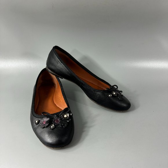 Coach Tea Rose Lola Ballet, Black, Size US 7 - Picture 1 of 14